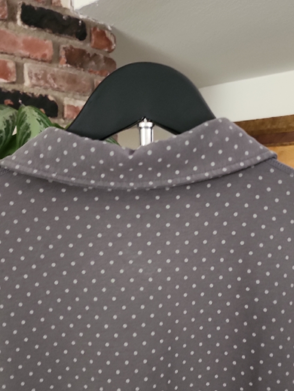 BYLT Basics Gray Polo with White Micro-Dot Pattern - Picture 5 of 8